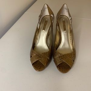 Nine West BrightGirlo Taupe Leather Shoes 9 1/2 M